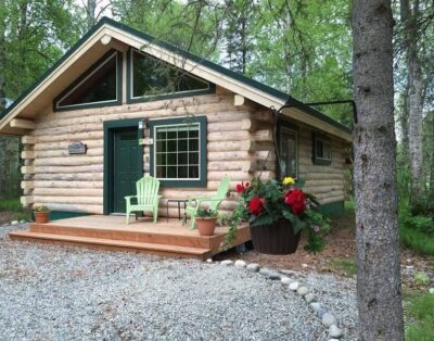 Modern Log Cabin Vacation Rental with En Suite Sauna in Talkeetna, Alaska